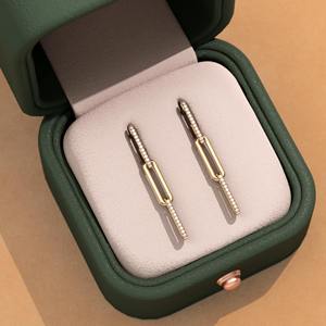14k Gold Paperclip Diamond Drop Earrings_ Lab Grown or Natural Diamonds - Product Image 1
