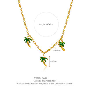 Collar de Joyería con Colgante de Árbol de Coco Chapado en Oro de 18k, de Acero Inoxidable 316L, Resistente al Agua y al Deslustre, para Mujer - Product Image 6