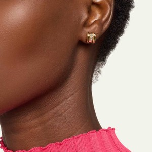 Pendientes de aro chapados en oro con cristales y diseño geométrico, aretes de acero inoxidable para uso diario para mujer - Product Image 2