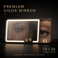 Miroir cosmétique de voiture pliable à LED avec grossissement 3X, éclairage, rechargeable, écran tactile, pare-soleil