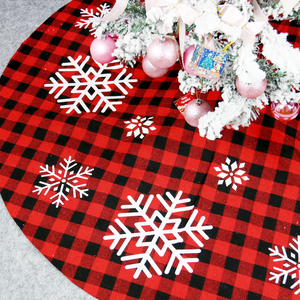 Falda para Árbol de Navidad de 48 Pulgadas, Diseño a Cuadros Rojos y Negros, con Copos de Nieve Impresos Personalizados, para Decoraciones Navideñas - Product Image 3
