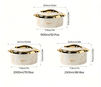 3 Pcs Set 1.5L 2L 2.5L Thermos Isolé Casserole Chaude Pot Double Paroi Boîtes À Lunch En Acier Inoxydable