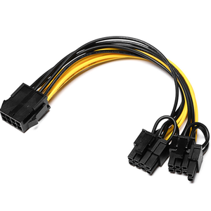 PCI-E PCIE 6Pin Male ke Dual 8Pin 6 + 2Pin Male kabel adaptor grafis GPU Video PC kabel daya modul kabel Splitter 18AWG - Product Image 2