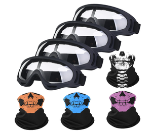 Lunettes de moto tout-terrain, VTT, motocross, course, ski, lunettes de sécurité avec 4 cache-cou, bandana, masque facial - Product Image 1