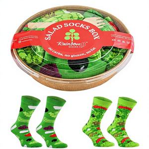 Conception d'emballage personnalisée, boîte cadeau originale pour salade alimentaire, chaussettes mi-mollet unisexes - Product Image 1