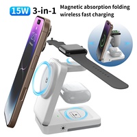 Gadget intelligent portable pliable 3 en 1 chargeur sans fil magnétique casque écouteurs montre intelligente téléphone portable chargeur sans fil Station