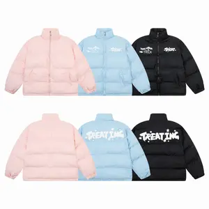 Nylon windbreaker heavyweight men down coat winter jacket luxury quality coat men custom design screen print down coat men