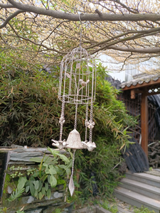 Toptan ve perakende dökme demir kafes rüzgar çan Retro bahçe dekorasyon rüzgar çanları için Minimalist bronz asılı Yard - Product Image 6