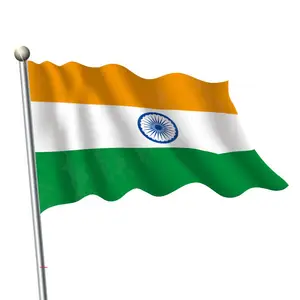 Cetak Poliester Promo Kustom Bendera Negara Nasional India dengan Tiang