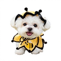 Collier tricoté à la main motif abeille de dessin animé pour petits chiens et chats, accessoire bavoir anti-bave toutes saisons