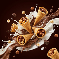 Cornets de gaufres croustillants fourrés à la crème chocolatée, fournis directement par l'usine, OEM, marque privée, dessert sucré pour enfants