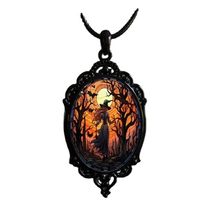 Gothique Vampire Hibou Camée Collier Femmes Hommes Mode Païenne Sorcière Bijoux Accessoires Cadeau <span class=keywords><strong>Blood</strong></span> Owl Verre Charm Corde Chaîne Ras du Cou - Product Image 1