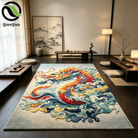 Tapis artistique 3D Dragon QIANQIAO, tapis sculptural en laine fait main pour salon moderne de luxe et décoration zen orientale