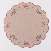 Nouveau set de table en polyester brodé en forme de Noël pour la décoration de la maison
