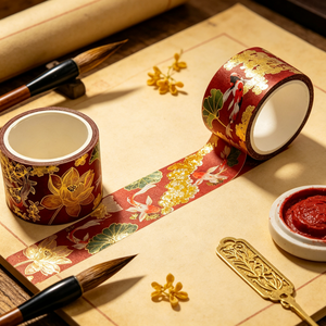 กระดาษกาว Washi ฟอยล์สีทองพิมพ์แบบกำหนดเองเทปกระดาษตกแต่งแบบทำมือ - Product Image 3