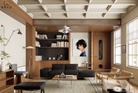 Dressing moderne minimaliste en noyer avec portes vitrées et étagères ouvertes, menuiserie sur mesure pour Sydney, Australie