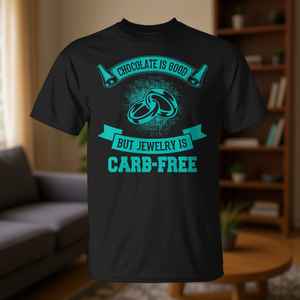 Le chocolat est bon, les bijoux sont sans glucides T-shirt - Product Image 3