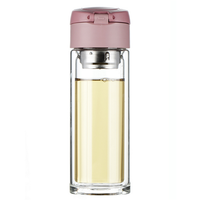 Mug de voyage portable 10oz pour café et thé, avec diffuseur, composants métalliques, bouteille en verre à double paroi, couvercle à clapet, pour thé en vrac