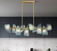 Luminaire Usine Maison verre soufflé design américain moderne Art Bleu clair lustre en verre fleuri créatif pour le salon
