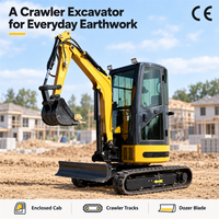Mini-excavatrice de 3,5 tonnes avec moteur de 25 CV, broyeur, bras long de 750 mm, capacité de franchissement, excavatrice hydraulique sur chenilles