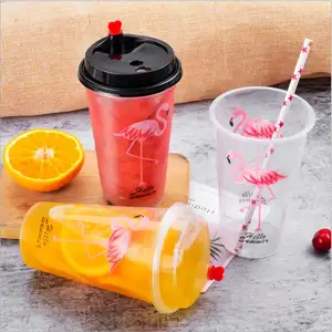 Sap Cup Wegwerp Spuitgieten Plastic Cup Met Deksels Voor Bubble Thee Smoothie