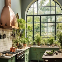 Ventana Arqueada Francesa Fija de Vidrio Curvo de Aleación de Aluminio con Protección Anti-UV para Sala de Estar y Baño