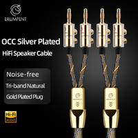 ERUMPENT OCC Câble d'amplificateur Hifi à noyau plaqué argent Connecteur banane plaqué or en cuivre pur PVC pour lecteur DVD Câble audio pour