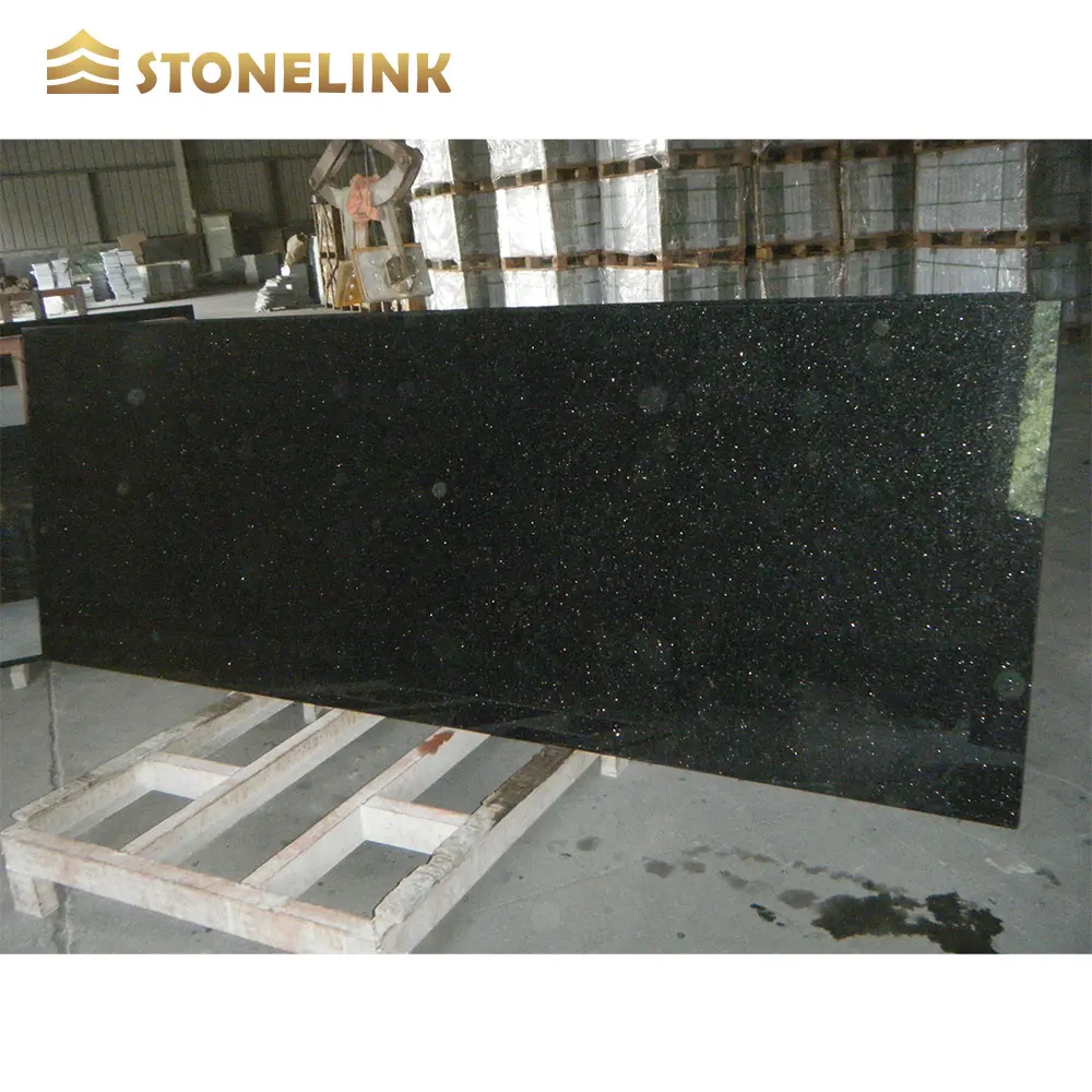 India Import Factory Price Wholesale Black Galaxy Sliver Granite Kitchen Counter Tops