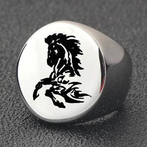 Anillo de Caballo Dorado para Hombre, 22MM, Anillo de Sello con Grabado Láser de Animal, Joyería de Regalo - Product Image 4