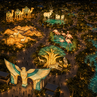 Présentoirs de lanternes sur le thème de la faune pour les événements nocturnes des zoos et les attractions dans le désert