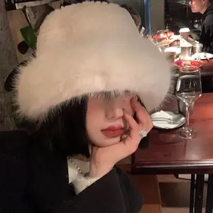 한국어 버전 두꺼운 따뜻한 럭셔리 버킷 모자 일본 대형 패션 여성 모자