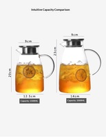 Carafe en verre borosilicate avec couvercle, poignée ergonomique, anti-fuite, filtre intégré, 64 oz/2 quarts, pour boissons froides, thé glacé, micro-ondes, lave-vaisselle