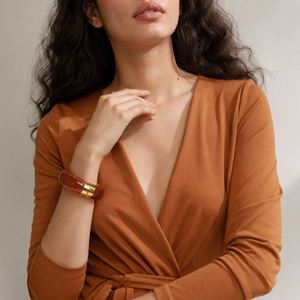 Vintage New Design Waterproof Acrylic Jewelry Wholesale 18K Gold Plated Women's Geometric Trendy Cuff <b>Bracelet</b> - Product Image 4