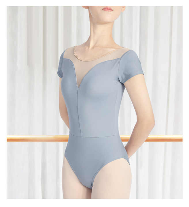 Leotardo De Ballet Para Mujer - Sin Mangas, Tejido De Nailon, Diseño Calado En Cintura, Color Gris Verde, Talla XL