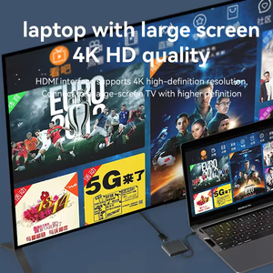 Station d'accueil USB Hub de haute qualité, tressée, 3 en 1, type C vers <span class=keywords><strong>HDMI</strong></span> 4K 60Hz, USB3.0, PD100W, charge rapide, plug and play, pour ordinateur portable - Product Image 4