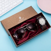 Coffret Cadeau Affaires Montre et Lunettes de Soleil pour Homme – Design Métallique Moderne et Simple, Protection Solaire, Deux Pièces – Stock Usine, Vente en Gros