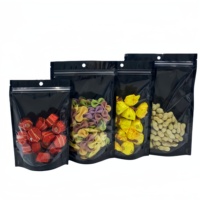 Kemasan Makanan Doypack Transparan Hitam Custom Print untuk Kacang, Buah Kering, Permen, dan Gummy, dengan Zipper dan Model Stand Up Pouch