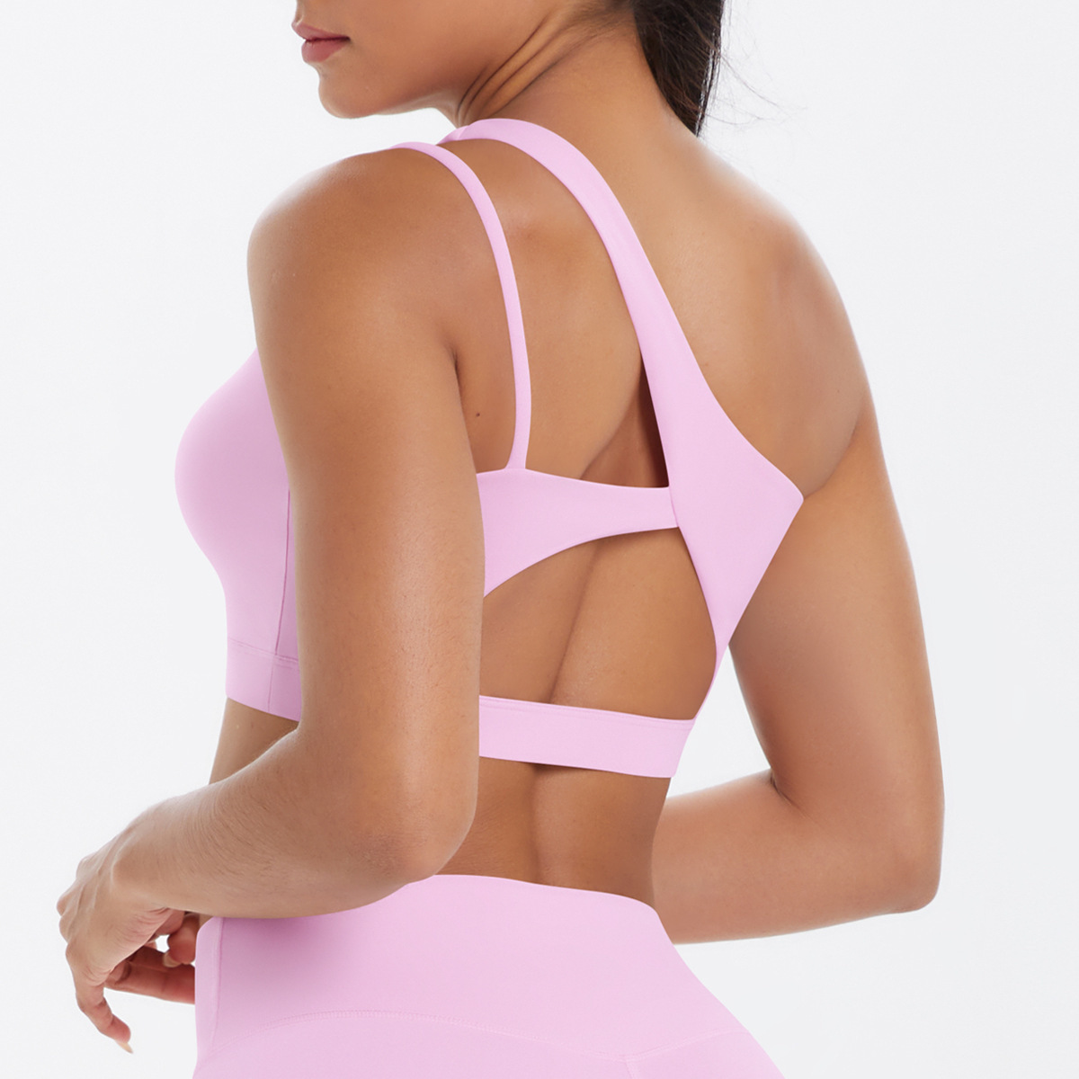Splicing Nylon Oneshoulder Back Sports Underwear Running Fitness Yoga Wear tank Top Female Sports Bras Women