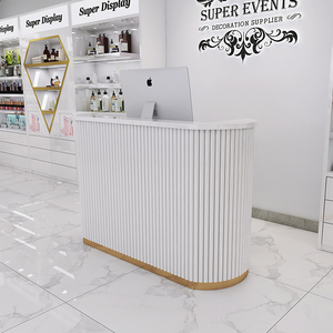 A buon mercato L forma di Spa salone <span class=keywords><strong>Reception</strong></span> usato piccolo bianco bianco moderno in legno bancone anteriore della <span class=keywords><strong>Reception</strong></span>