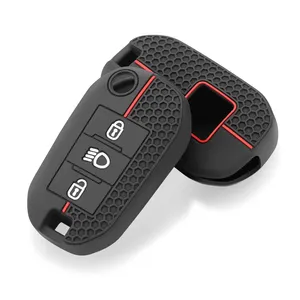 Housse de clé en silicone pour Citroën C5 <span class=keywords><strong>C3</strong></span> C4 C8 Berlingo pour Peugeot Partner Rifter 208 308 508 407 2008 3008 Expert - Product Image 1