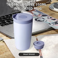 Mug de voyage isotherme en acier inoxydable de 350 ml avec couvercle à bouton-poussoir, thermos de bureau pour boissons chaudes et froides