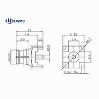 Connecteur RF LWMC SMP femelle 4 pattes monté sur circuit imprimé jusqu'à 18 GHz, plaqué or, VSWR max 1.3