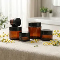 Flacons en verre pour crème pour le visage, rechargeables, ambre, de 5 g à 250 g, pour échantillons
