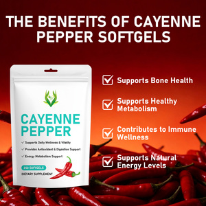 Gélules de piment de Cayenne de bonne qualité, contenant du piment de Cayenne, favorisent un métabolisme sain, extrait de fruit de capsicum en gélules. - Product Image 2