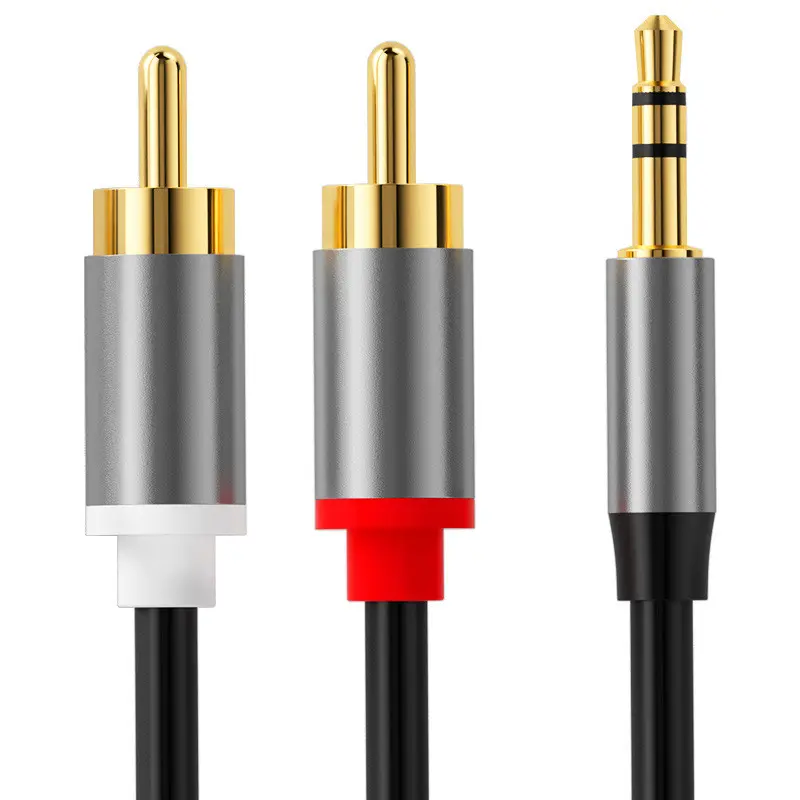 Factory wholesale 2in1 Dual RCA Male to 3.5MM stereo Male plug audio cable computer mobilephone speaker RCA audio cable