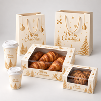 Boîte à Biscuits de Noël Blanche avec Fenêtre Imprimée Or Personnalisée pour Pâtisseries, Gâteaux, Desserts, Boulangerie, Fêtes, Vente en Gros