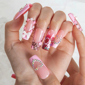 10 pièces de faux ongles à presser faits main, nouveau style estival insulaire, pour femmes, articles de <span class=keywords><strong>manucure</strong></span> à succès limité - Product Image 1
