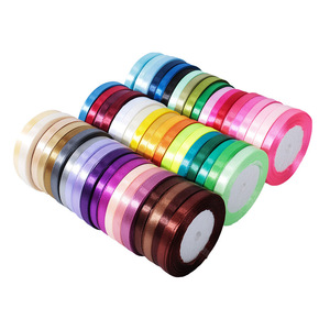 Pita Satin Grosgrain 1cm gulungan 22 meter untuk dekorasi pesta Natal pernikahan pita kerajinan pita DIY - Product Image 2