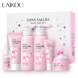 Set de Cuidado Facial Laikou Japan Sakura de 6 Piezas, Crema Hidratante, Antienvejecimiento, Iluminadora y Reparadora - Product Image 2