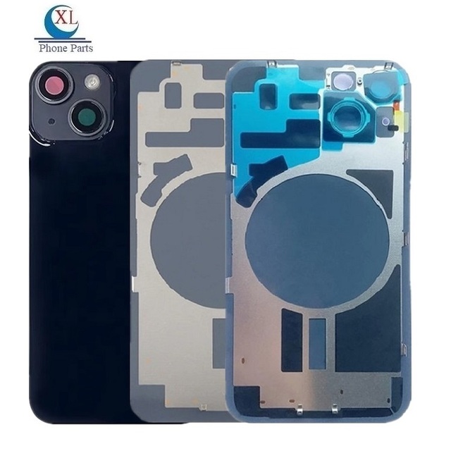 Factory Direct Big Hole Back Glass Battery Cover Replacement for iPhone 14 Back Glass With Camera Lens With Metal Frame